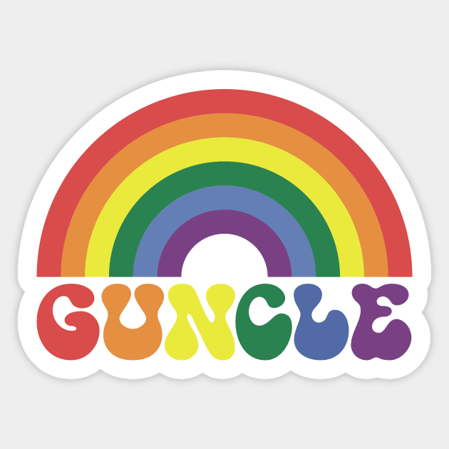 Half-rainbow Guncle '70s Font - lgbt gay uncle Guncle's Day  humorous brother gift Sticker by guncle.co